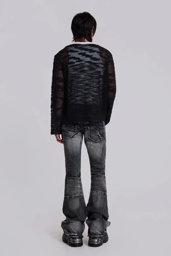 Gewassen zwarte Drift-Jeans met bootcut