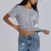 Grijs gemêleerd Haze Henley-T-shirt