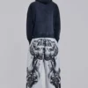 Grijs gemêleerde baggy Monster Joggers met gotische print