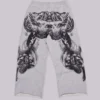 Grijs gemêleerde baggy Monster Joggers met gotische print