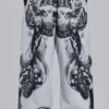 Grijs gemêleerde baggy Monster Joggers met gotische print