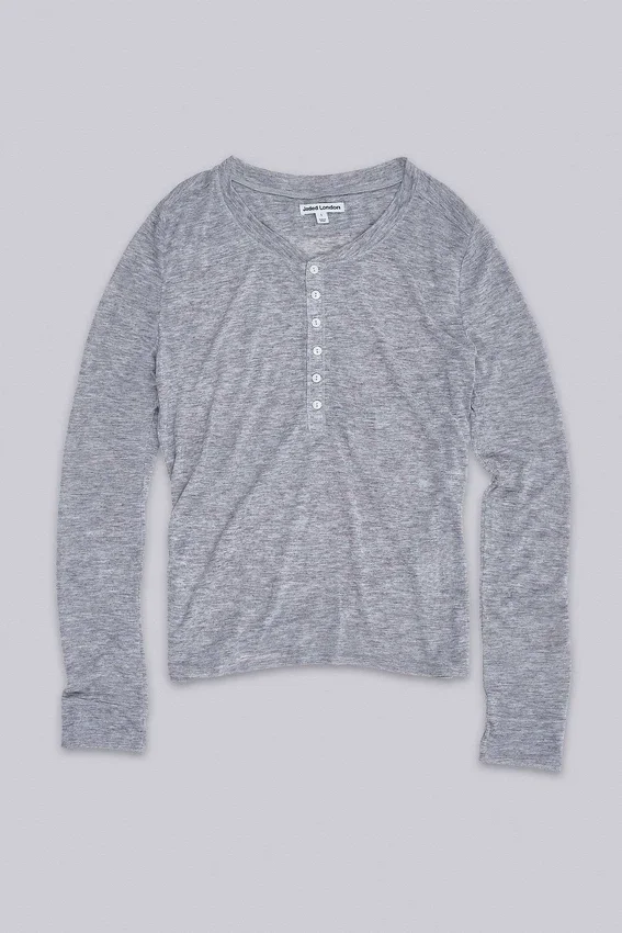 Grijs gemêleerde Haze Henley-top