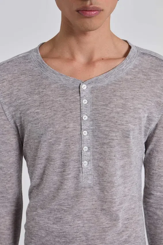 Grijs gemêleerde Haze Henley-top