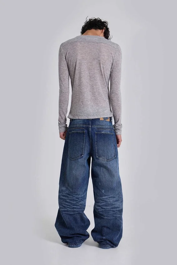 Grijs gemêleerde Haze Henley-top