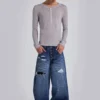 Grijs gemêleerde Haze Henley-top