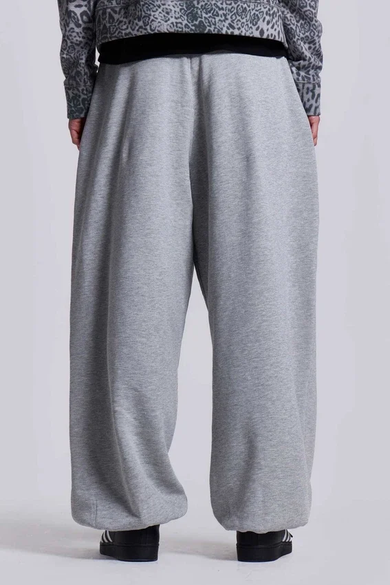 Grijs gemêleerde Monster Joggers met omgeslagen pijpen