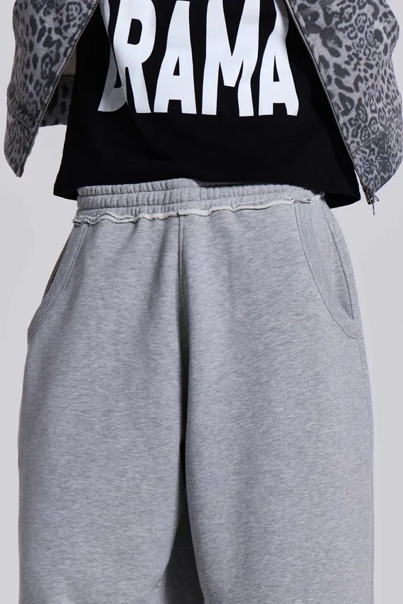 Grijs gemêleerde Monster Joggers met omgeslagen pijpen