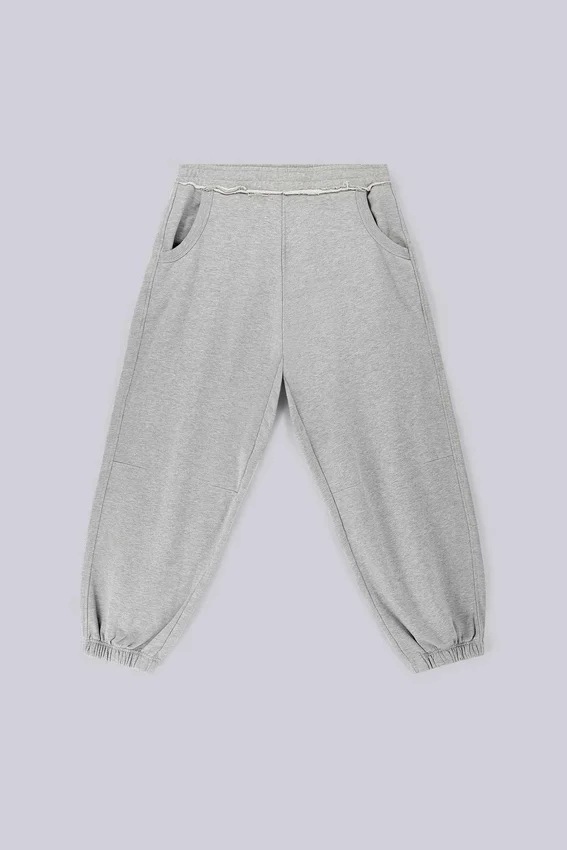 Grijs gemêleerde Monster Joggers met omgeslagen pijpen