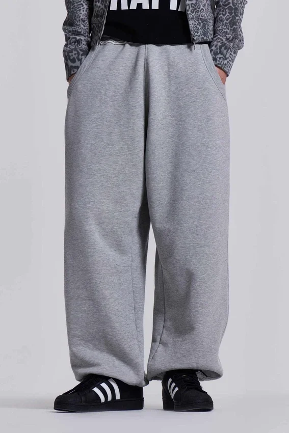 Grijs gemêleerde Monster Joggers met omgeslagen pijpen
