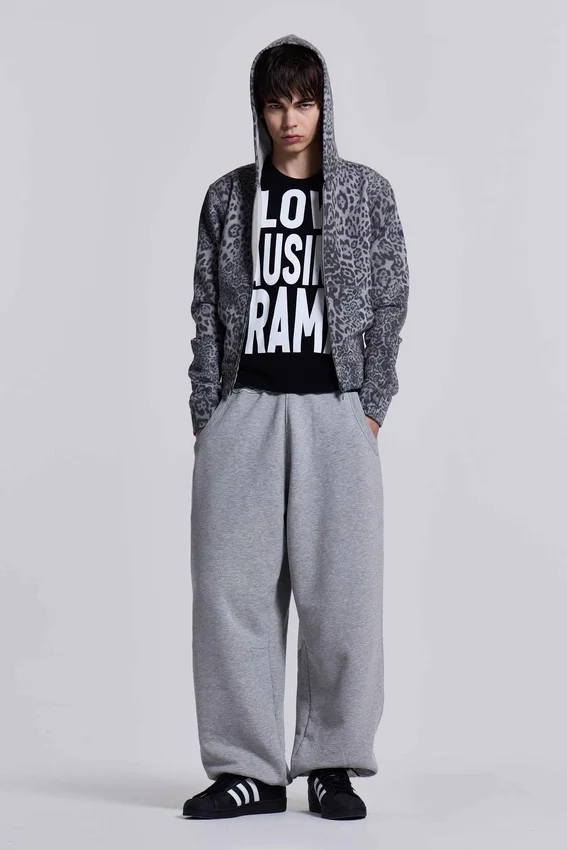 Grijs gemêleerde Monster Joggers met omgeslagen pijpen