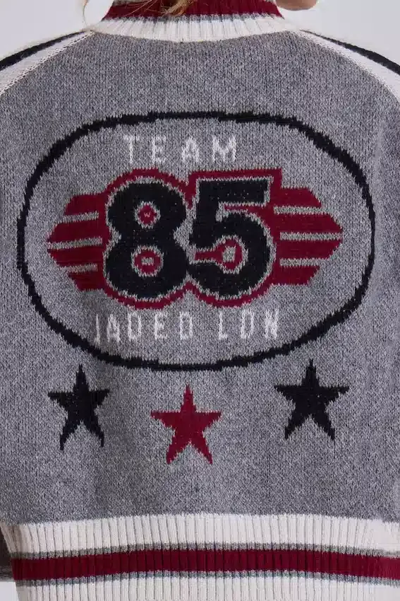 Grijs Team 85 gebreid bomberjack