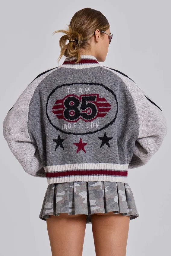 Grijs Team 85 gebreid bomberjack
