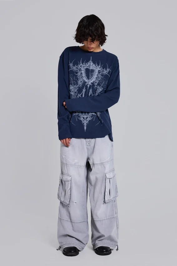 Grijze Decoy-cargobroek met gewassen look