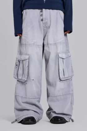 Grijze Decoy-cargobroek met gewassen look