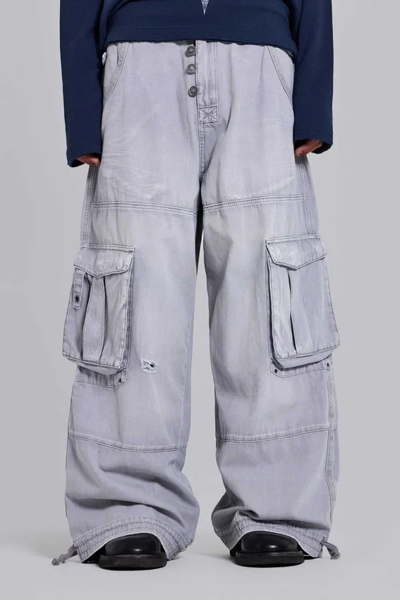 Grijze Decoy-cargobroek met gewassen look