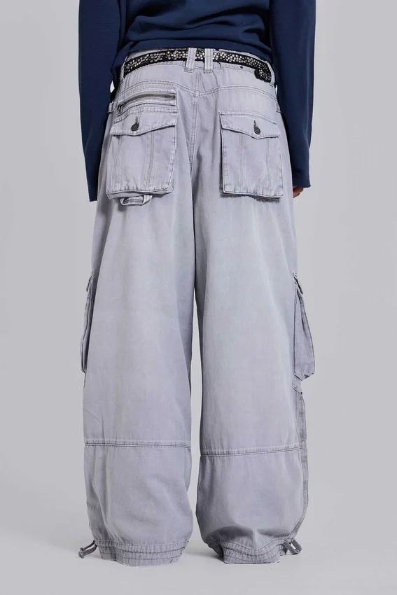 Grijze Decoy-cargobroek met gewassen look