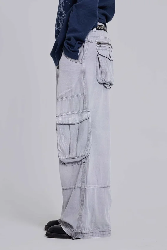 Grijze Decoy-cargobroek met gewassen look