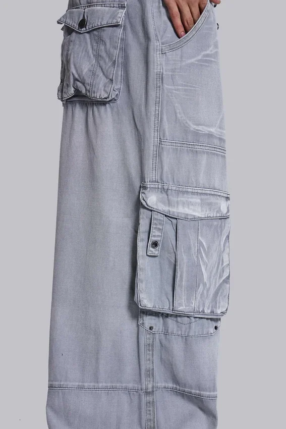 Grijze Decoy-cargobroek met gewassen look