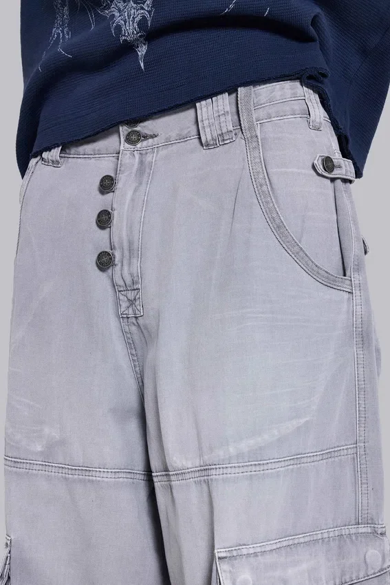Grijze Decoy-cargobroek met gewassen look