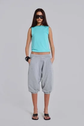 Grijze gemêleerde cropped Monster Joggers
