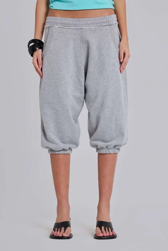 Grijze gemêleerde cropped Monster Joggers