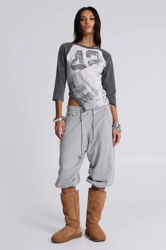 Grijze gemêleerde cropped Monster Joggers