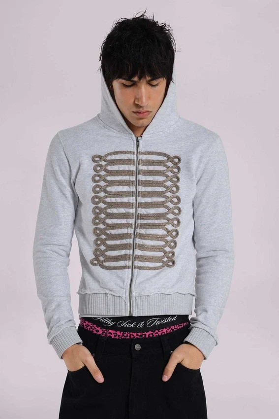 Grijze gemêleerde Military Monster Hoodie
