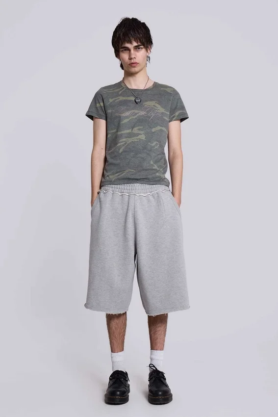 Grijze gemêleerde Monster Jogger baggy shorts