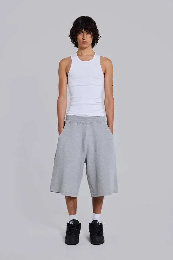 Grijze gemêleerde waffel-Monster Joggers-joggershort