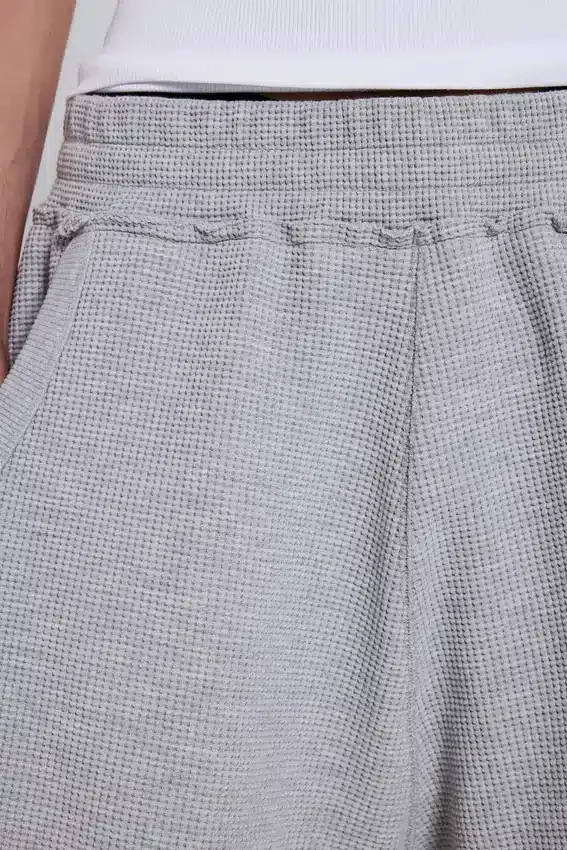 Grijze gemêleerde waffel-Monster Joggers-joggershort