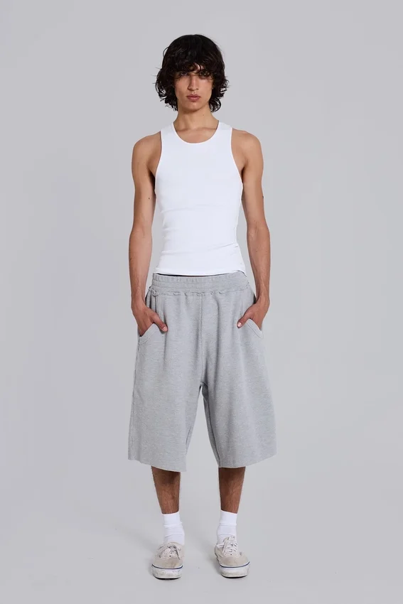 Grijze gemêleerde waffel-Monster Joggers-joggershort