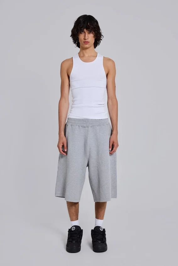 Grijze gemêleerde waffel-Monster Joggers-joggershort