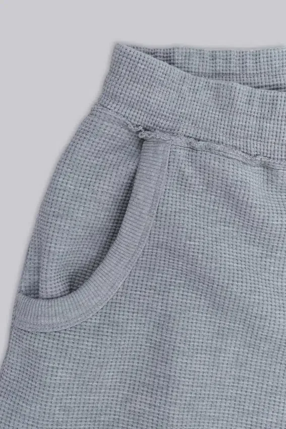 Grijze gemêleerde waffel-Monster Joggers-joggershort