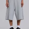 Grijze gemêleerde waffel-Monster Joggers-joggershort