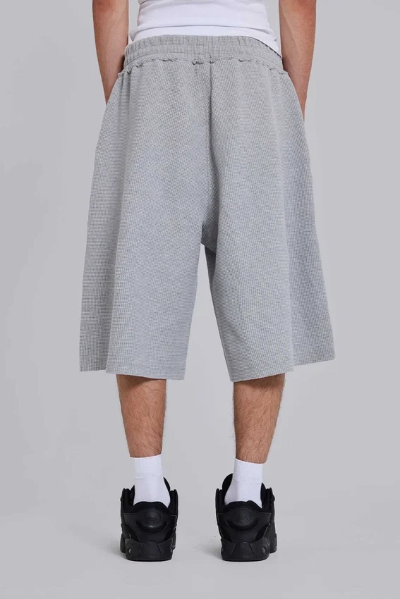 Grijze gemêleerde waffel-Monster Joggers-joggershort