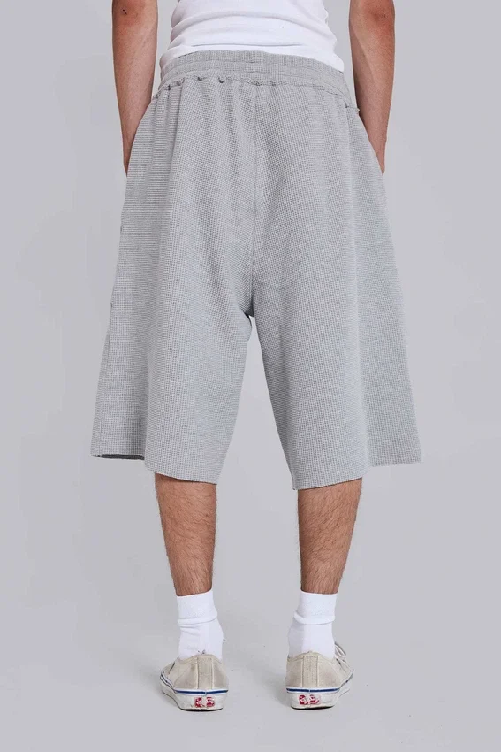 Grijze gemêleerde waffel-Monster Joggers-joggershort