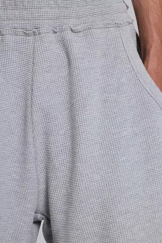 Grijze gemêleerde waffel-Monster Joggers-joggershort