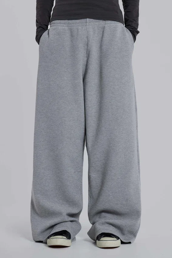Grijze gemêleerde Waffle Monster Joggers