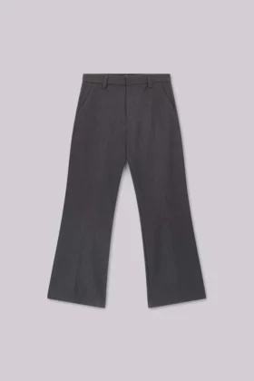 Grijze gestapelde bootcut-pakbroek