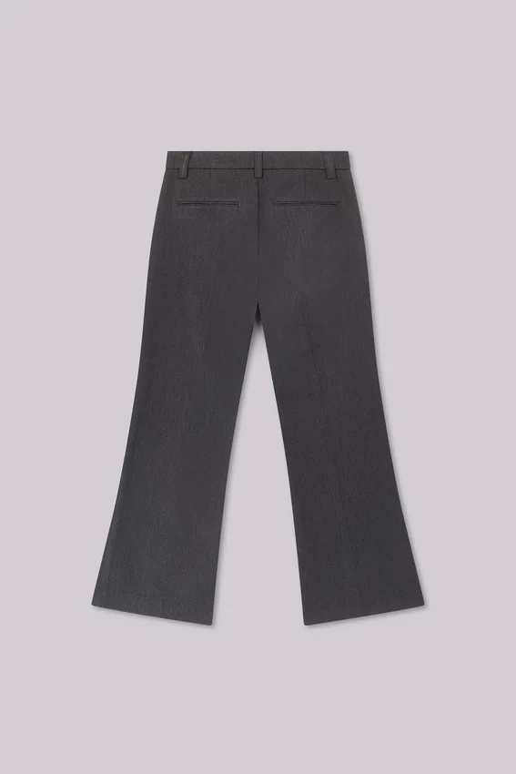 Grijze gestapelde bootcut-pakbroek