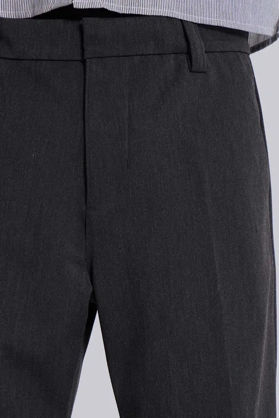 Grijze gestapelde bootcut-pakbroek