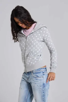 Grijze hoodie met stippen