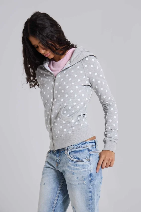 Grijze hoodie met stippen