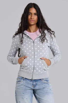 Grijze hoodie met stippen