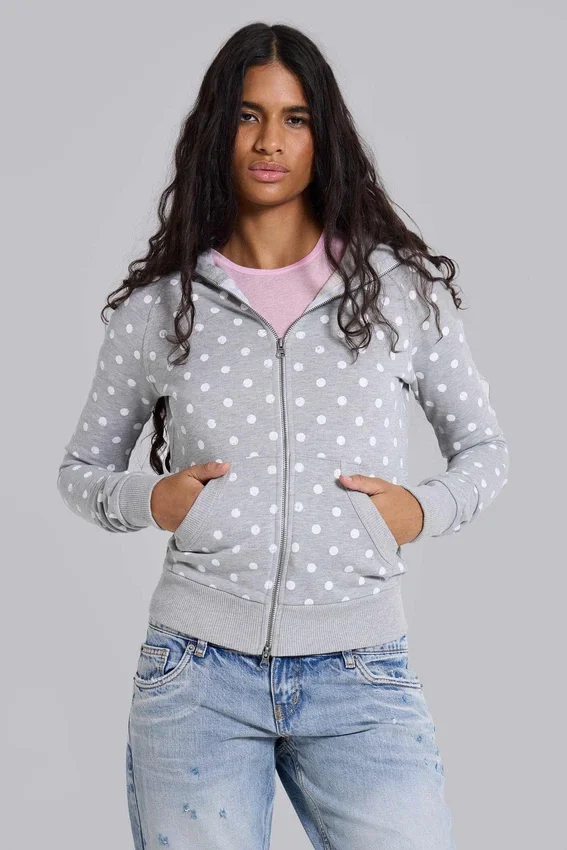 Grijze hoodie met stippen