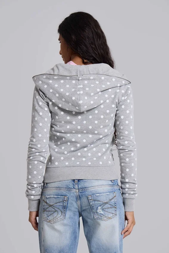 Grijze hoodie met stippen