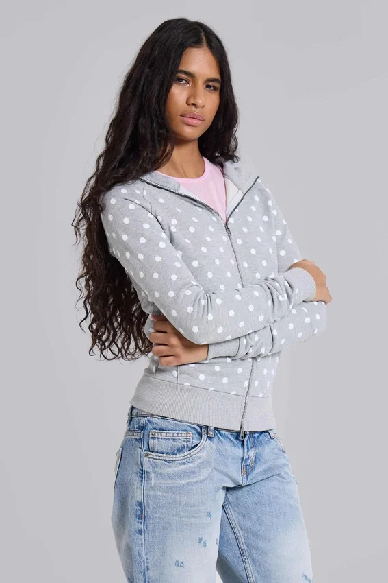 Grijze hoodie met stippen