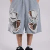 Grijze Monster-short met distressed-effect