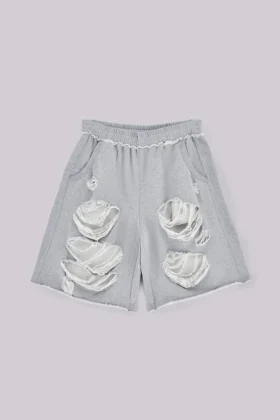 Grijze Monster-short met distressed-effect
