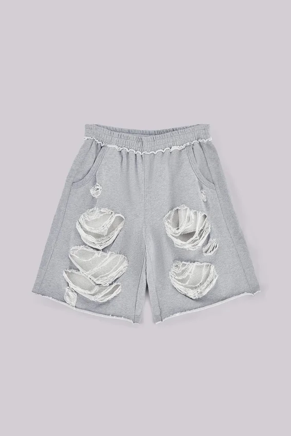 Grijze Monster-short met distressed-effect